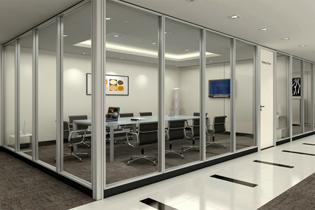 铝合金透明玻璃隔断-办公室透明玻璃隔断